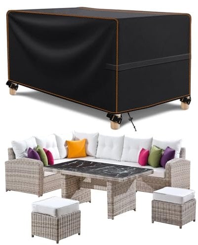 MUPAS Abdeckung Gartenmöbel Wasserdicht Winddicht Schwerlast 420D Oxford Gewebe Verbessertes Abdeckplane Gartenmöbel für Outdoor-Sofa Gartentische, Stühle und Möbelsets 150 x130 x90cm