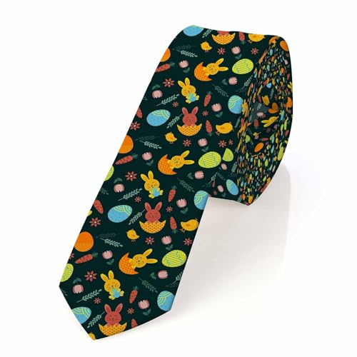 Yakuna Lustige Herren-Krawatte, Halloween, Herrenkrawatte für Herren, Hochzeit, Party, Arbeit, Freizeit, Urlaub, Frohe Ostern 01, 3.1 x 57.1 inches