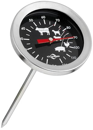 Küchenprofi Bratenthermometer, Messbereich 0°C bis 120°C, Gar-Temperatur Anzeige für verschiedene Fleischsorten, Messfühler 10,5 cm, Edelstahl rostfrei