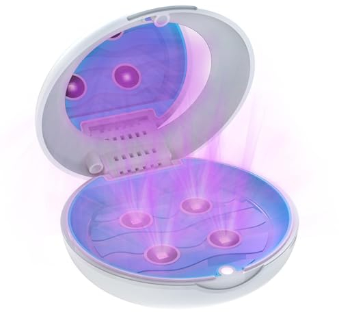 HAZARA Gebissdose Zahnprothesendose Mit Uv-Desinfektionslicht, BehäLter FüR Zahnprothesen Desinfiziert, Reinigt Und Entfernt GerüChe, BehäLter FüR Zahnprothesen Tragbar, Perfekt GeschüTzt