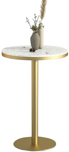 Bistrotisch, runder Bartisch, Theken-Pub-Schreibtisch mit Marmorplatte und goldenem Metallgestell, Bistrotisch für Küche, Restaurant, Büro und Café, 1er-Pack Pub-Tische (Größe: 55 x 55 x 105