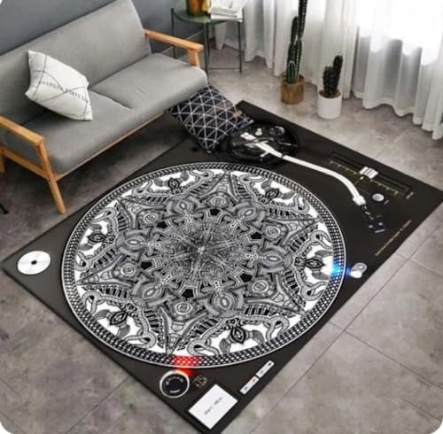 NNUQB Teppich Musik Disc Player Muster Teppich Für Wohnzimmer Bereich Teppich Dekorativer Bodenteppich Teppich Schlafzimmermatte 50X80Cm