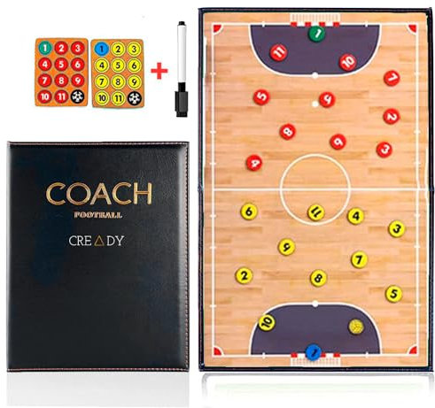 CREADY Taktiktafel Futsal für Trainer mit 24 Magneten und Stift mit Radiergummi | Magnetische Futsal Taktiktafel | Futsal Trainer Tafel | Trainermappe Futsal | Taktikmappe Futsal | Magnettafel Futsal