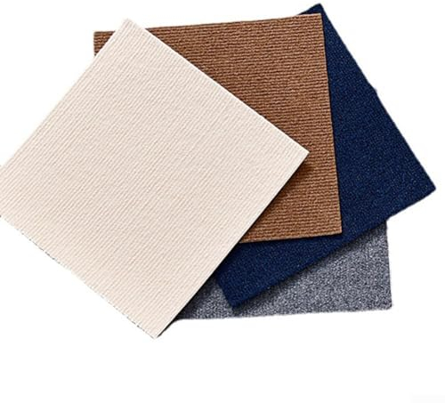 HEBEOT Selbstklebende Teppichfliesen, 30 x 30 cm, Polyesterfaser, atmungsaktive Firmen-Fußmatten, kommerzielle Industrie, Bodenbelag (schwarz), 5 Stück
