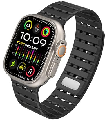 Shesyuki Magnetic Bands Compatible with iwatch Band 45mm 44mm 49mm 42mm, 26mm Wide Strong Silicone Magnetic Sport Band for Apple Watch Ultra 2 Series 9 8 7 SE 6 5 4 3 2 1