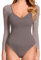 GJY Bodysuit Da Donna, Top Sexy Con Scollo a V e Manica Lunga in Maglia Senza Schienale, Top Body Per Uscire,Rosa-Viola