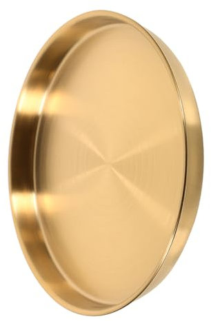 MAGICLULU Piatto Rotondo in Acciaio Inossidabile Da 22 Cm Di Piatto Da Portata in Metallo Vassoio Per Alimenti Da Cucina Per La Famiglia