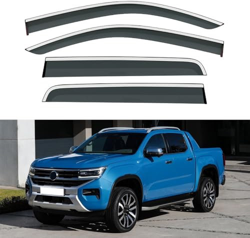 ZHMWT 4 Stück Auto Fenster Visier Regenschutz Windabweiser für VW Amarok MK2 2022 2023 2024, Regen Windabweiser Protection Exterieur Zubehör