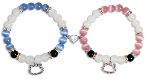 EIHI Kitty Magnetische Paare Armbänder Fernbeziehung Armband, Matching Armbänder für Paare beste Freunde,Mode-Schmuck Geschenke für Valentinstag und Muttertag