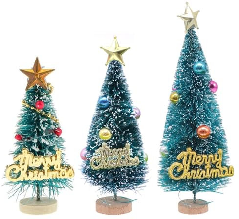 DBAILY Weihnachtsbaum, 3 Stück Mini Weihnachtsbaum, Grün Christmas Tree, Kleiner Weihnachtsbaum Geschmückt, 13.5/10/7CM