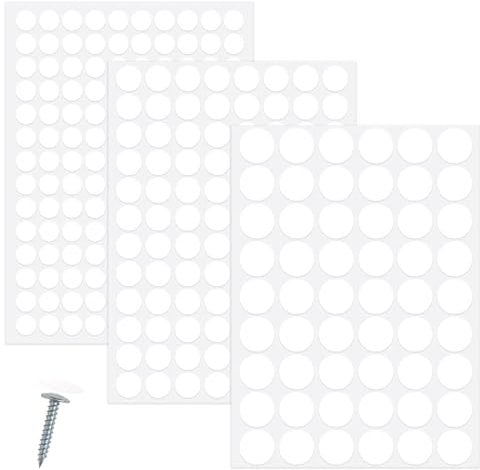 290 Pièces Cache Vis Blanc,12mm/15mm/21mm Cache Vis Adhesif,Cache Trou Meuble,Cache Trou Mur,pour Trous de Vis,Armoires Murales,Bureaux,Tiroir,Réparations de Meubles