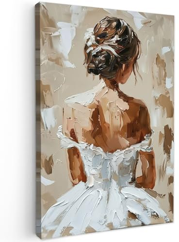 MuchoWow© Impression sur Toile Decoration Murale Peinture 80x120 cm Tableaux Art Décoratif Muraux Décoration Chambre Femme - Peinture - Abstrait - Beige - Moderne