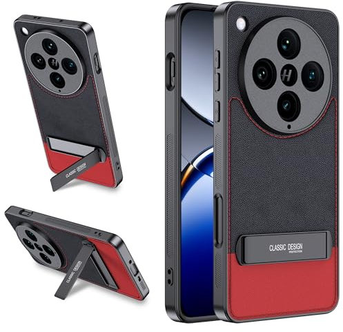 Lemxiee Custodia per OPPO Find X8 Pro Cover Staffa pieghevole & Anti-impronta & Anti-caduta Custodia in silipere flessibile + PU pelle per OPPO Find X8 Pro Case