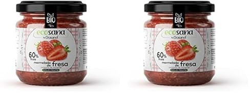 Drasanvi ECOSANA Mermelada de Fresa sin Azúcar Bio,con Vitaminas del Grupo B, Vitamina C, Minerales y Omega 3 |Fuente de Energía, Antioxidante | Deliciosa y Endulzada con Zumo de Uva,250 g