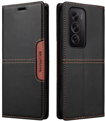 NETANY Compatibile Custodia per telefono OPPO Reno 12 Pro 5G,custodia con patta in pelle PU, custodia con chiusura magnetica con supporto Custodia protettiva antiurto in pelle (Nero)