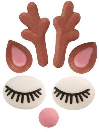 Günthart 1140 Stück Rentier Gesichter und Geweih mit Nase zum gestalten aus feinem Zuckerguß, 1er Pack (430 gr)