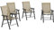Outsunny Set of 4 Folding Garden Chairs, Metal Frame Garden Chairs Outdoor Patio Park Dining Seat with Breathable Mesh Seat, Light Brown