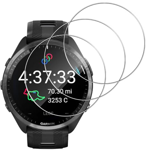 GEEMEE Protector Pantalla para Garmin Forerunner 965 Glass Protector de Pantalla, 3 Piezas Premium 9H Dureza Vidrio Templado, Fácil Instalación para Garmin Forerunner 965