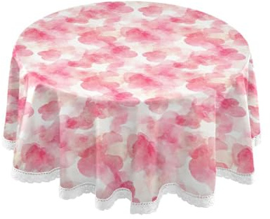 siphylline Nappes rondes en tissu aquarelle rose poudré de 152,4 cm, lavables en machine, dentelle au crochet, napperons ronds pour restaurant, salle à manger en plein air