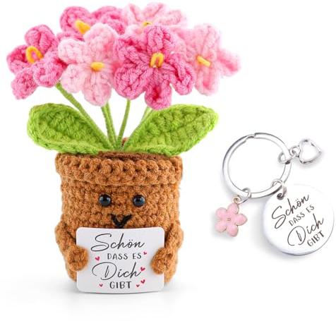 wokdsbl Geschenk für Frauen Freundin Mama Vergissmeinnicht Blume Dankeschön | Schön Dass Es Dich Gibt Anhänger, Gestrickte Baumwolle, Glücksbringer, Schreibtisch Deko, Geschenkbox