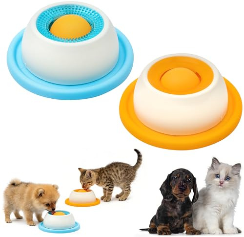 2 Pack Lick Sphere for Small Dogs & Cats - Anti-Slip Slow Feeder Dog Bowl, Smooth Licky Mat Set - Interactive Pet Enrichment Puzzle Toy & Calming Lick Bowl - Pet Lick Ball for Anxiety Relief