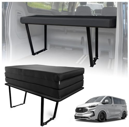 CHROMEMASTER | Kompatibel mit Ford Tourneo Custom L2 Lang 2023+ ; Set: Faltbar Bett für Auto und Matratze, Faltmatratze; Multiflexboard Bettverlängerung für Camper, Regal; Zubehör für den Wohnmobil