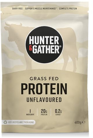 Hunter & Gather Grass Fed Beef Protein Powder 400g,20g Protein per Serving | No Artificial Sweeteners or Fillers. Lean Muscle Growth. Dairy Free. Naturally Easy to Digest