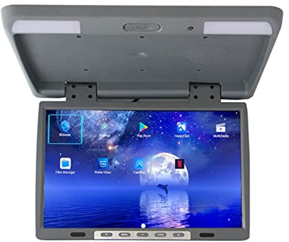 Monitor for auto da 24 pollici 2 + 16 GB TV a soffitto for 1080P MP5 Video Playe Display for montaggio su tetto HD Netflix Viaggi in famiglia(Grey)