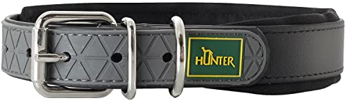 HUNTER Hundehalsband CONVENIENCE COMFORT, Farbe: schwarz, Mit Neopren-Polsterung, witterungsbeständig, pflegeleicht, ideal für Sport & Freizeit, Größe: 35