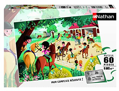 Nathan 86626 Puzzle Willkommen im Pferdezentrum, 60 Teile