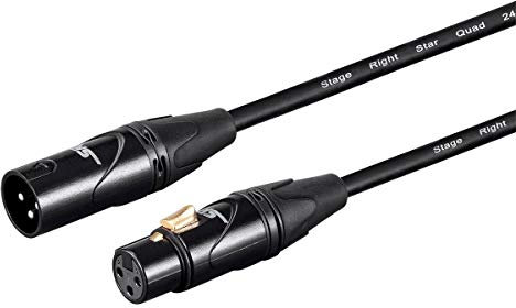 Monoprice Starquad XLR Male to XLR Female Microphone Cable - 50 Feet - Black, 24AWG, Optimized for Analog Audio - Gold Contacts - Stage Right Series