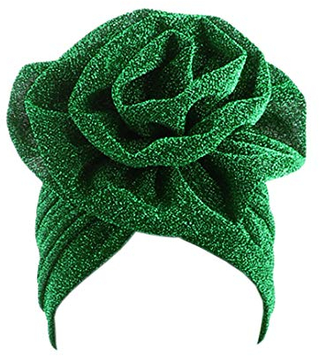 Surkat Shimmer-Chemo-Kappe, Haarwickel, Kopfbedeckung, Blume, Turban, Schimmer, Mütze, Haarschal, Grün