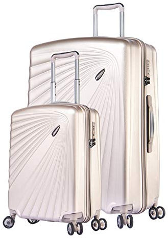 ABISTAB VERAGE Kinetic 4 Doppel-Rolle Leichter TSA Hartschalen-Koffer erwiterbar, 2er Set S-Handgepcäk+M(24''), ABS/PC Trolley, Sicherheits-Reißverschluss, Champagner