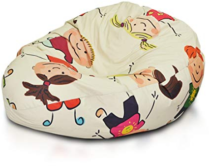 Ecopuf Sitzsack L Kids - Kindersitzsäcke aus Plüsch-Mikrofaser mit Anti-Verlust-Reissverschluss