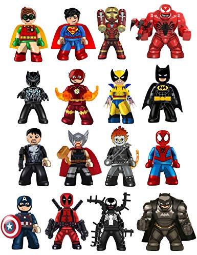 MINIFIGS - Superhero Series- 16 Pcs Mini Figures Building Blocks Kit - Small Toy Custom Figurines Set, for intended for ages greater than 14 years