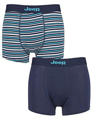 Jeep Herren Einfach und Gestreift Tailliert Bambus Koffer Packung 2 Marine/Türkis M