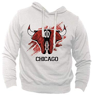 Generico Sweat à capuche et imprimé Chicago Basket Toro Chaussure Rouge, Sweat-shirt de sport en coton, coupe italienne, Blanc, XS