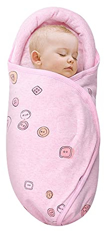 Knirose Pucksack Baby 0-3 Monate Baby Pucktuch Decke für Neugeborene mit Kopfschutz und Kopfstützung, Swaddle Puckdecke von 0-3 Monate (Rosa)