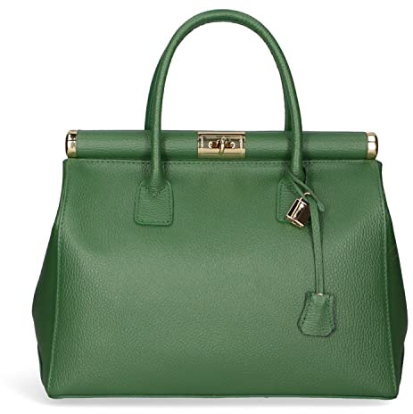 Chicca Borse Borsa Donna a Mano Pelle con Tracolla Bauletto (D47 Verde Mela)