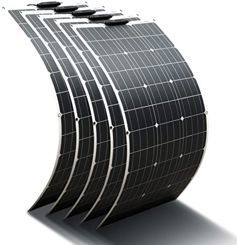 5pcs 100W 18V Panneau Solaire Panneau Solaire Flexible Chargeur Solaire Cellule Solaire Monocristalline Extérieur Étanche avec Câble de Charge pour Voiture, Bateau, RV, Batteries 12V