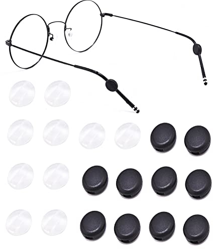 OPUGIT Antirutsch Gläser Ohrhaken, Silikon Runde 10 Paar Komfort Silikon Anti-Rutsch-Halter für Gläser,für Sport Brillen Tempel Tipp,schwarz/weiß