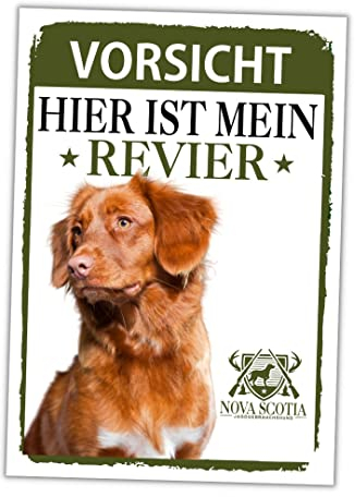 Nova Scotia Schild Revier Jagd Türschild Hundeschild Warnschild Hund Duck Tolling Retriever Geschenkidee lustiger Spruch Hundemotiv Aluminium Wetterfestes Hundeschild