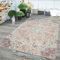TT Home In-& Outdoor Teppich Küche Wohnzimmer Wetterfest Balkon Vintage Design Abstrakt, Farbe:Creme-Pink, Größe:80x150 cm