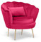 Scalloped Velvet Shell Chair with Gold Feet - Cosy Small Armchair, Occasional Chair for Bedroom, Accent Chairs for Living Room, Arm Chairs for Living Room - Dark Pink DAISY