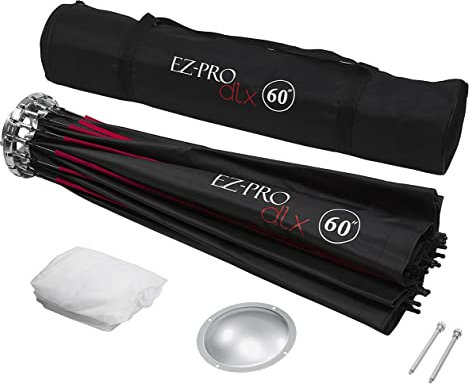 Fotodiox EZ-Pro DLX 60 Collapsible Beauty Dish & Softbox Combination with Bowens Insert & Grid - Silver Reflective Interior & Plate with Double Diffusion