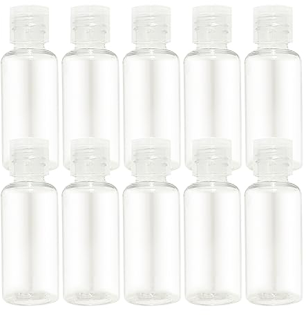 Liujiami 10 Pieces Flip Cap Bottles Plastic Empty Bottles Transparent Containers Bottles Refillable Squeeze Bottles for Travel Shampoo Cosmetic Lotion Toiletries, 30ML