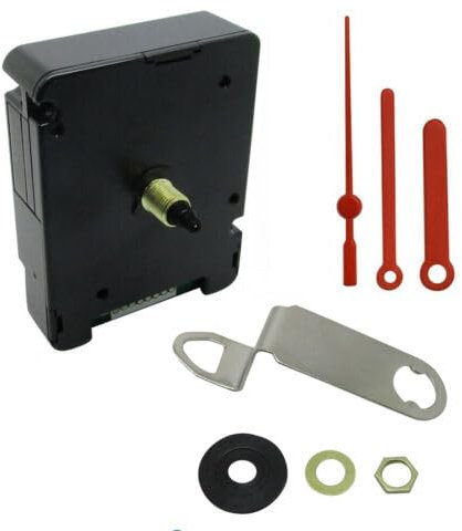 Silent Battery Operated Automic UK Radio Controlled Clock Movement Mechanism/Motor Quartz MSF Signal (1, 55mm Red Plastic Hands)