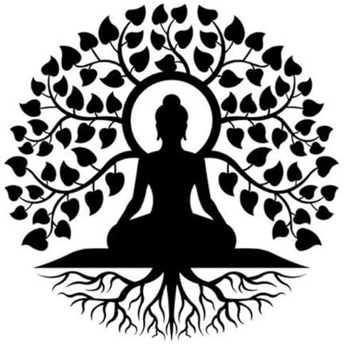 REHOOF Schwarzer Baum des Lebens Wanddeko, Baum des Lebens Buddha Metall Wandkunst, Buddha Mandala Meditation Yoga Zen-Raumdekoration 30cm
