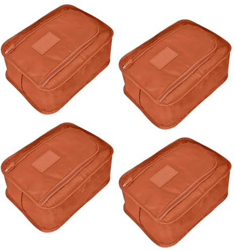 4 Pezzi Borse per Scarpe da Viaggio Custodia con Manico, Sacchetti per Calzature Nylon, Portascarpe Sacchetti Portascarpe, Borse Impermeabili Portatili con Cerniera per Uomo e Donna (Arancia)