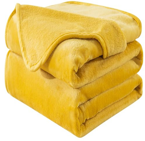 HOZY Kuscheldecke Flauschig Decke Fleecedecke - Kuscheldecke 150x200cm, Gelb, XL Fleecedecke Sofa Decken,Warm Wohndecke Couchdecke Hundedecke Sofadecke flauschig, Sofa überwurfdecke